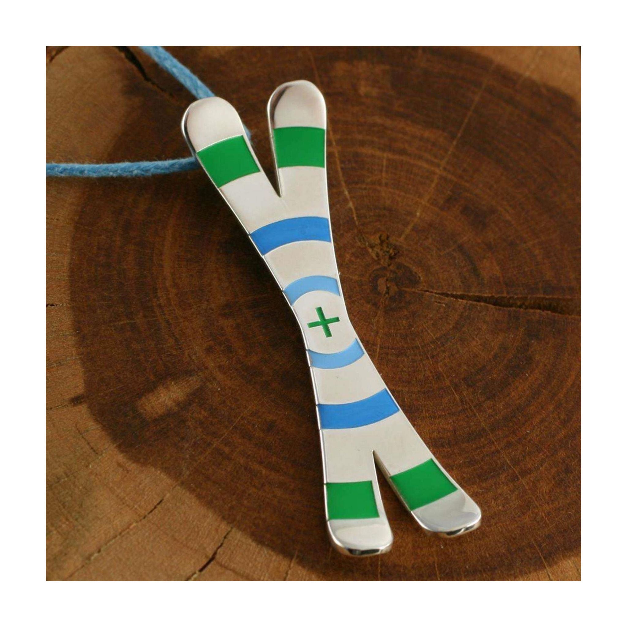 Silver+Surf Schmuck Ski Cross Circle Winter L Silver