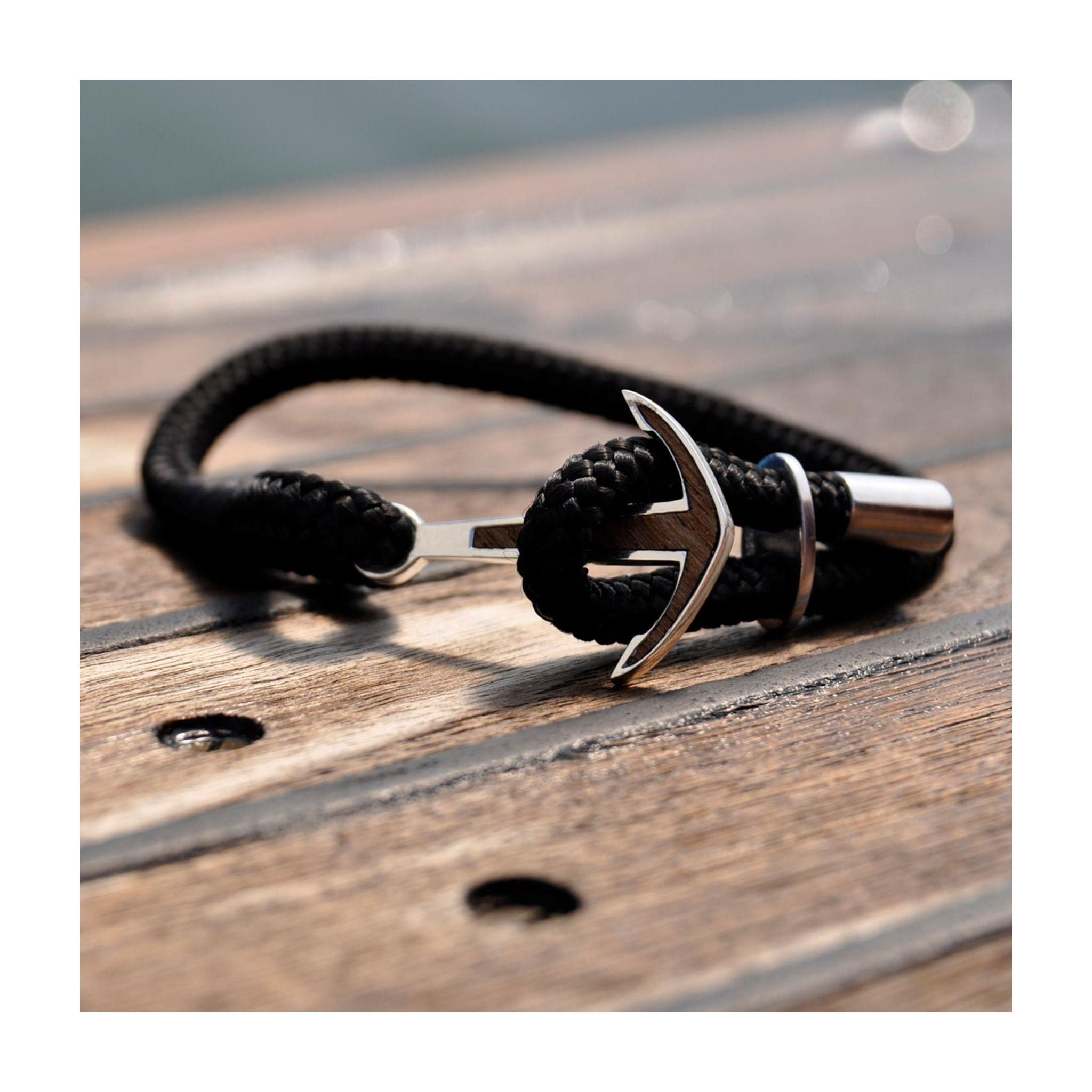 Silver+Surf Silber Schmuck Boot Anker Wood Armband XL Wood