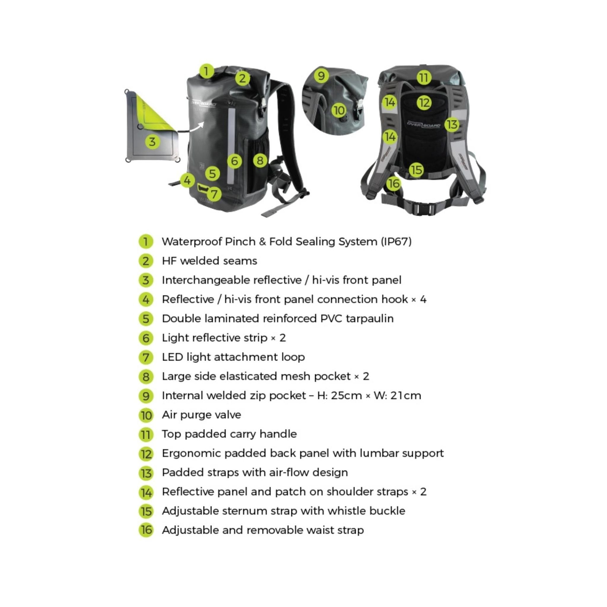 Wasserdichter Fahrradrucksack OverBoard VeloDry 20 Grey