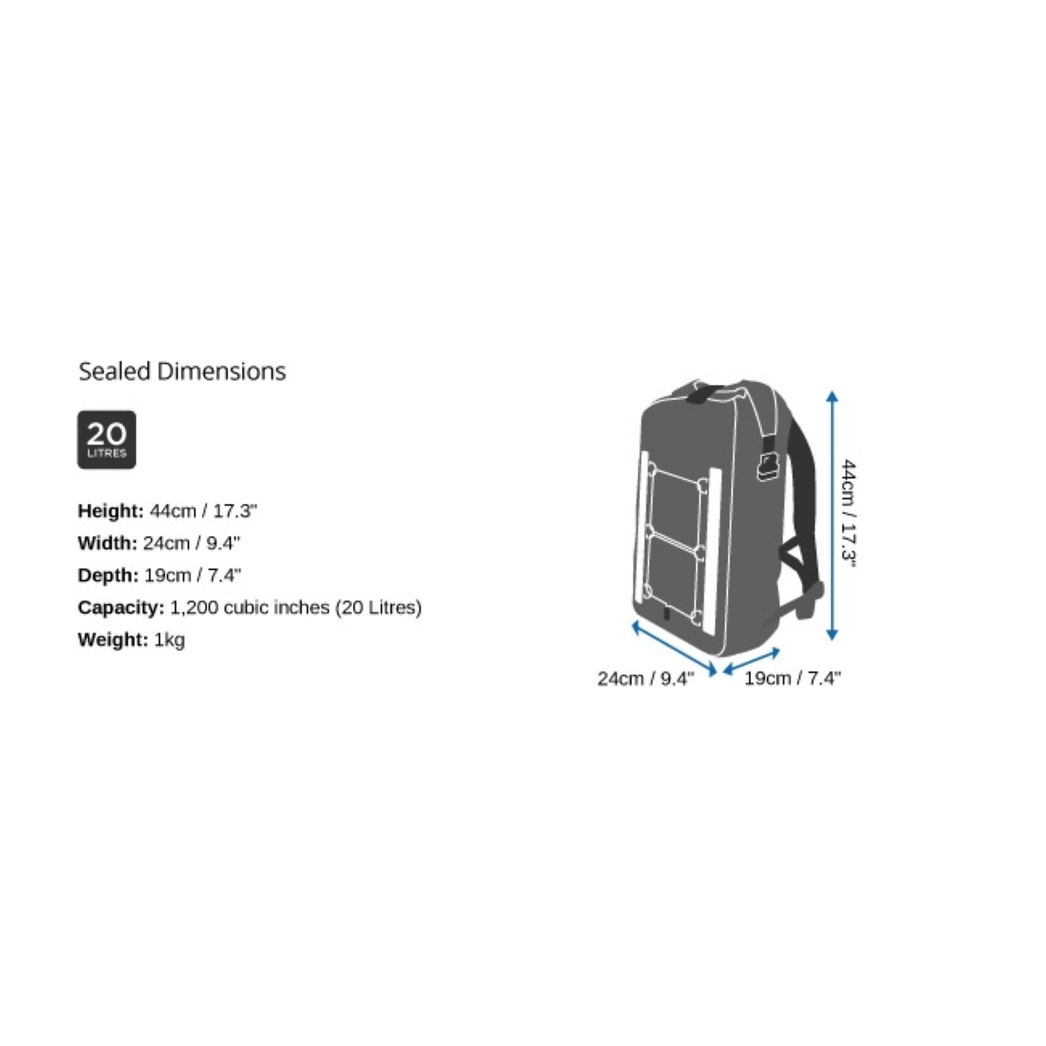 Wasserdichter Fahrradrucksack OverBoard VeloDry 20 Grey