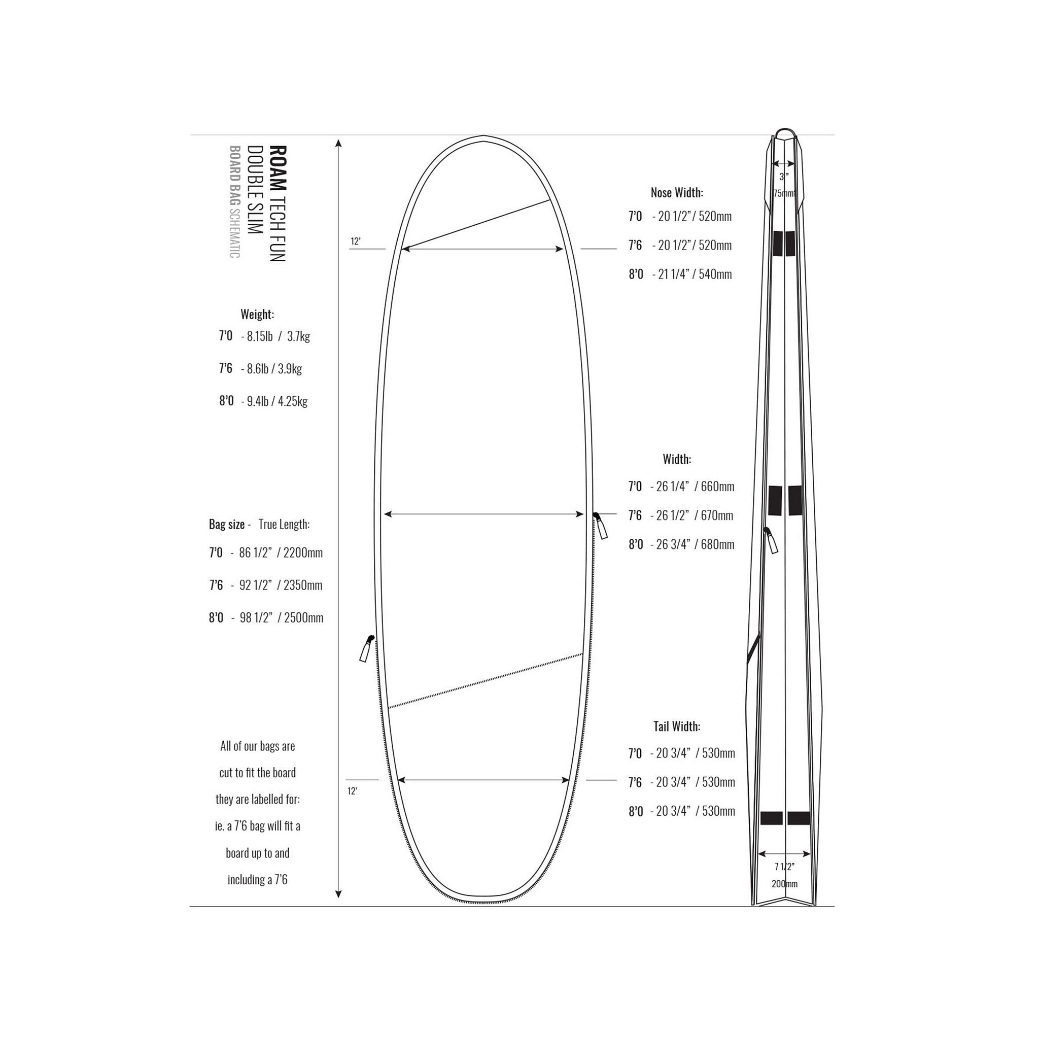 ROAM Boardbag Surfboard Tech Bag Doppel Fun Black