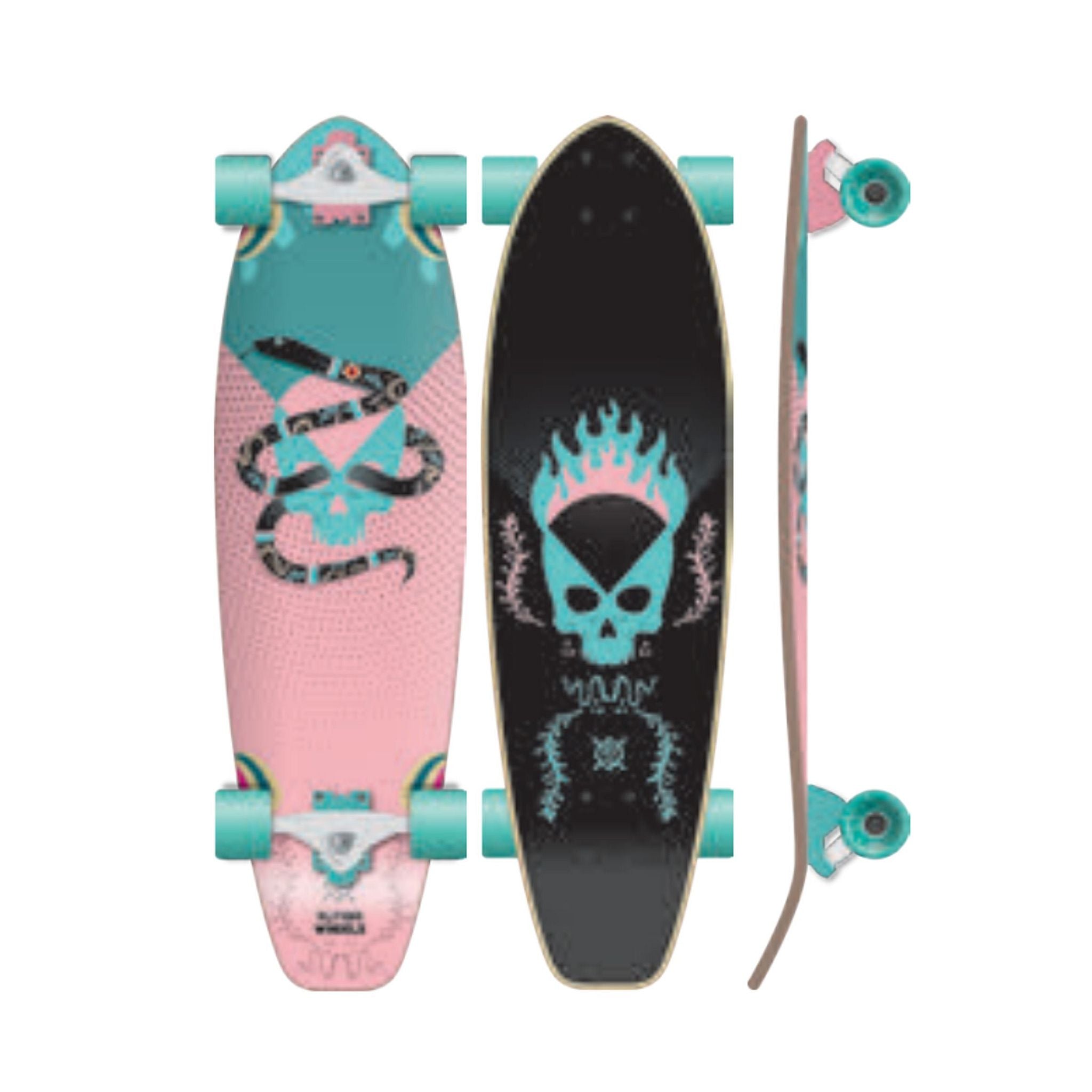 Flying Wheels Carving Skateboard Snakull 32 x 9.25 Pink