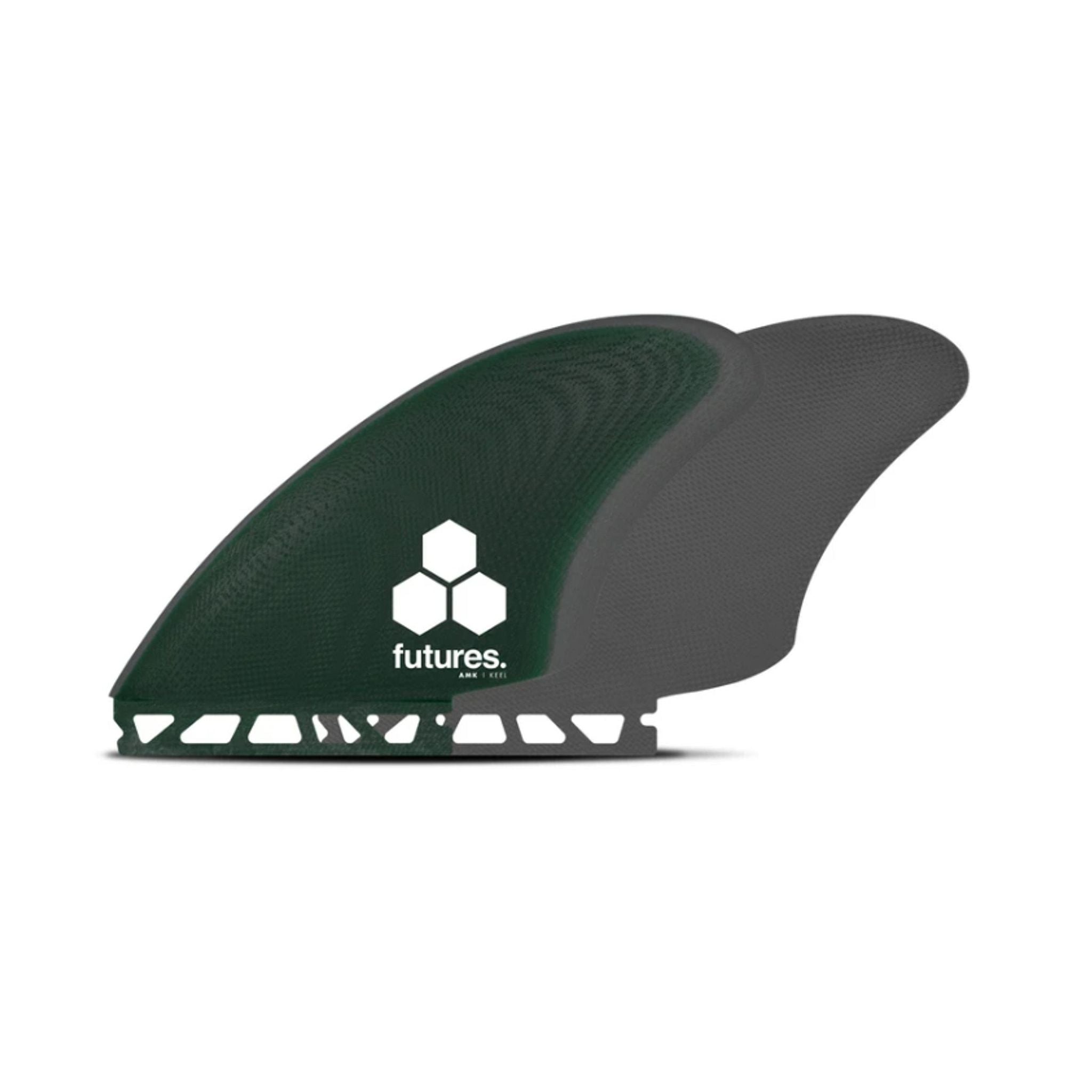 FUTURES Twin Fin Set AMK Al Merrick Keel Fiberglass L Green
