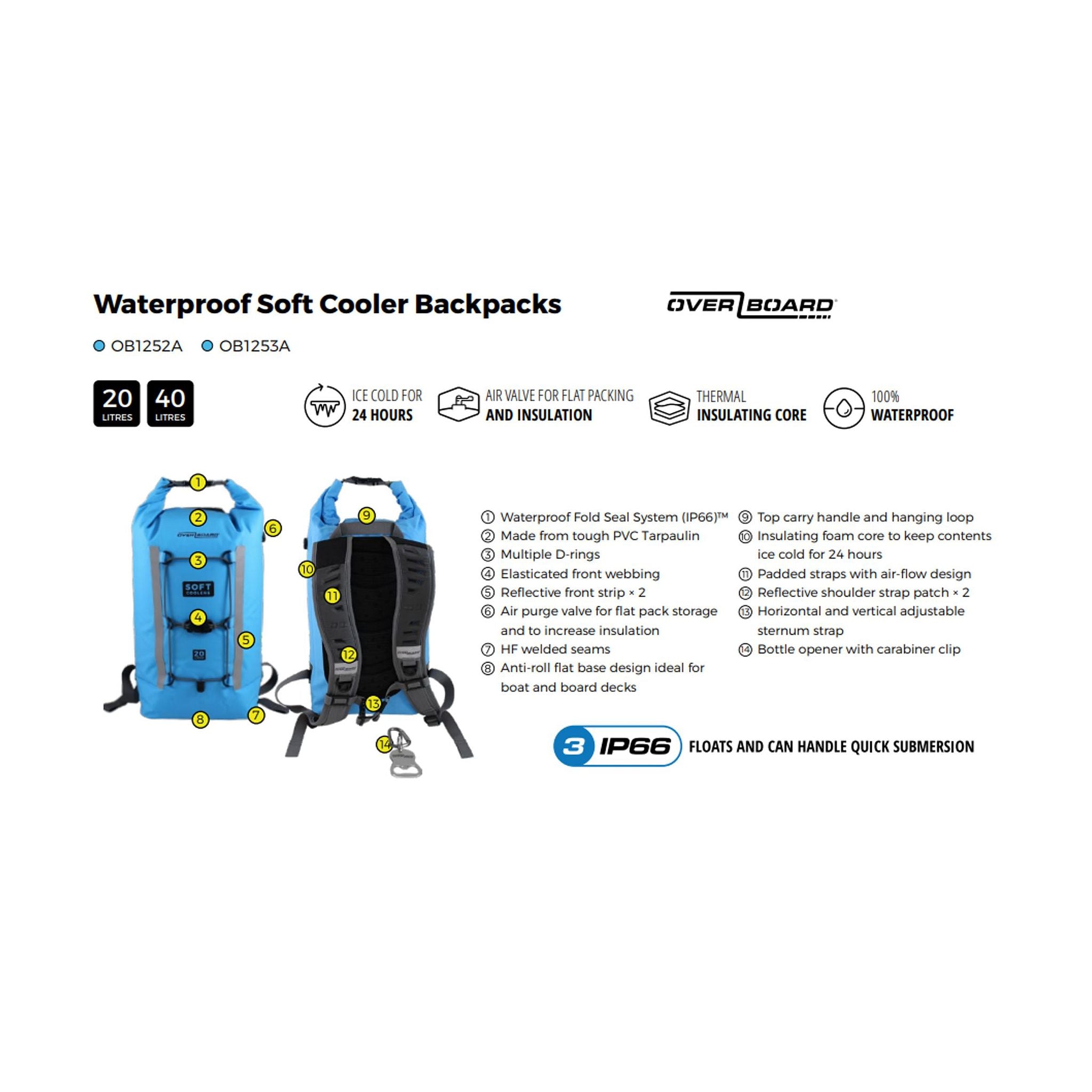 OverBoard Soft Cooler Backpack Cooler bag 40 Blue