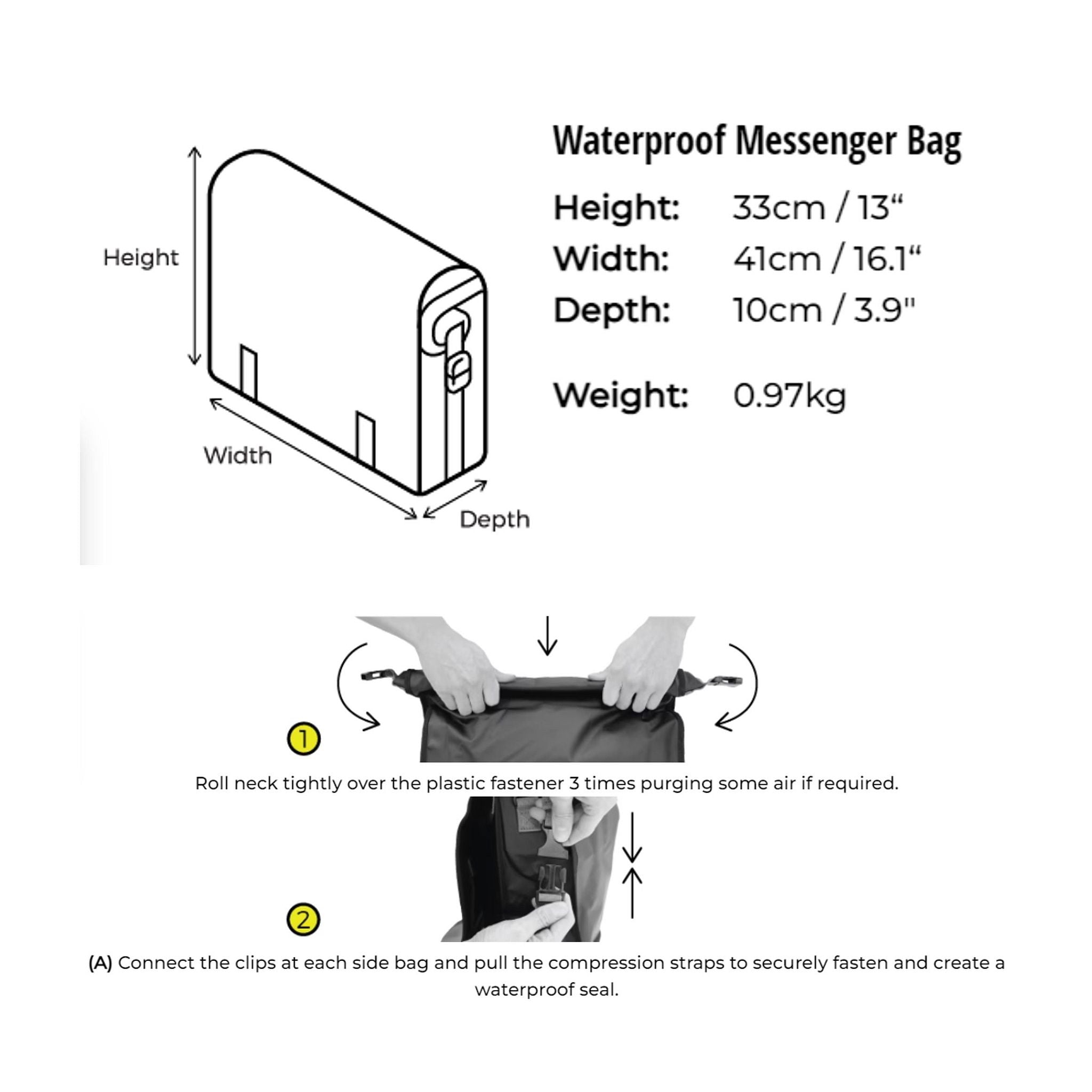 OverBoard wasserdichte Messenger Bag Kurier Tasche Black