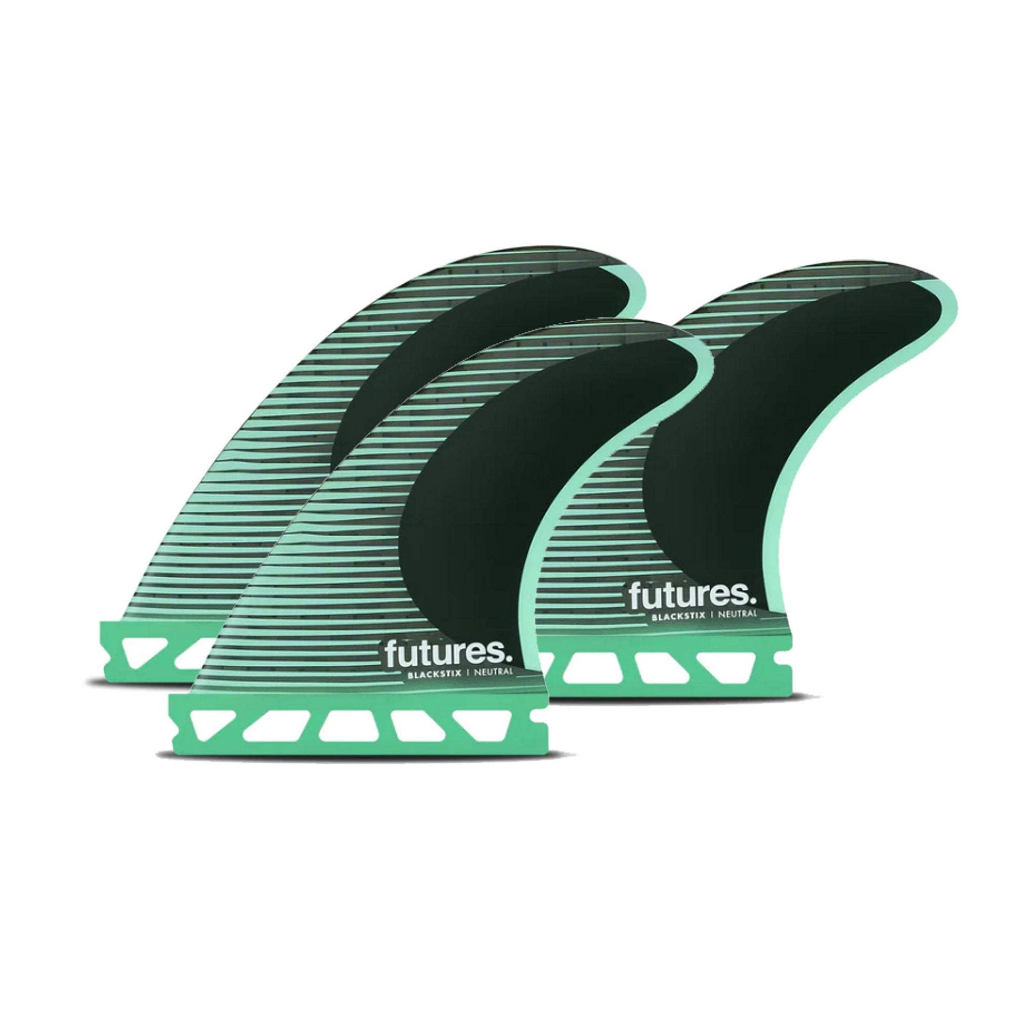 FUTURES Thruster Fin Set F4 Blackstix S Green Black 8.2
