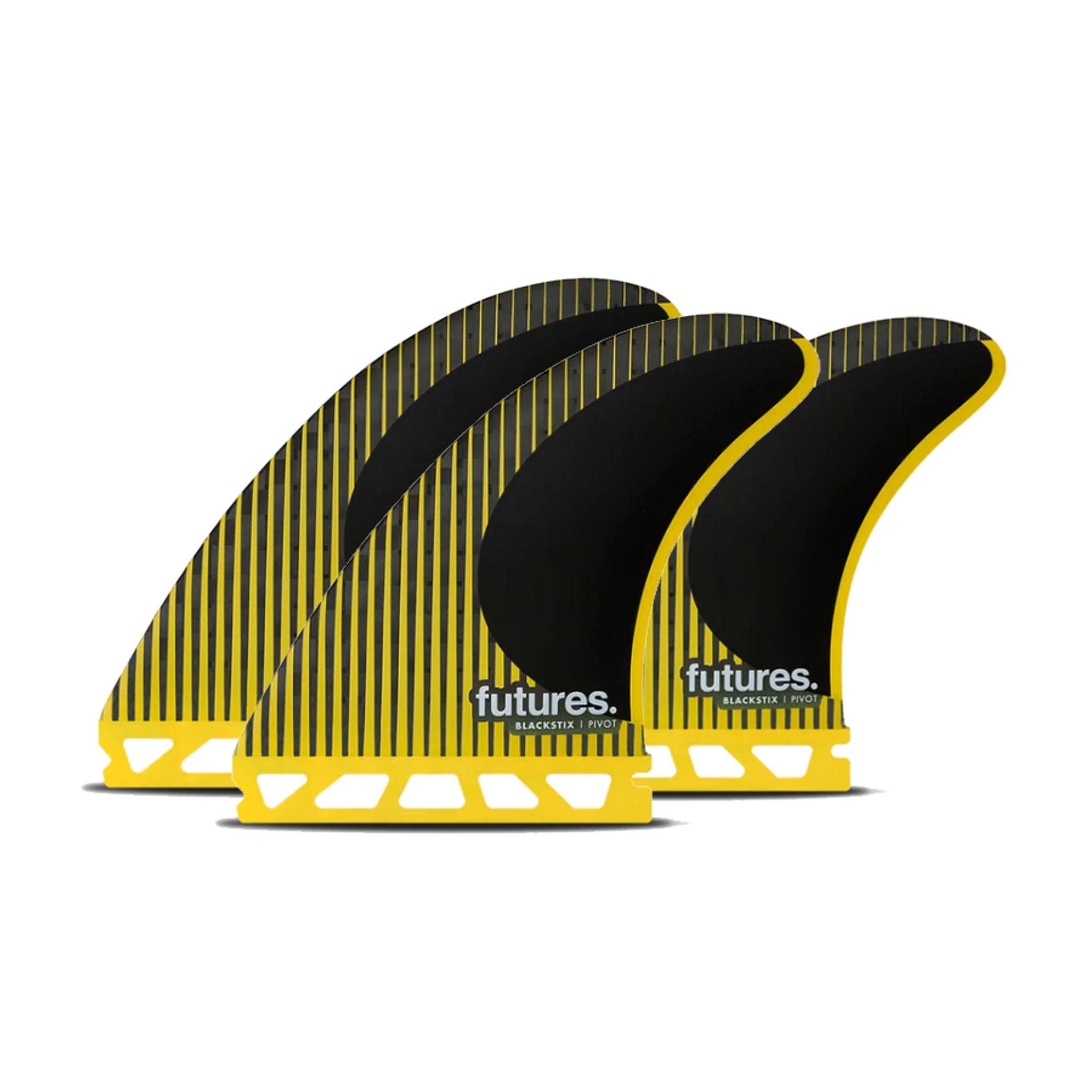 FUTURES Thruster Fin Set P8 Blackstix Pivot L Yellow Black 7.9
