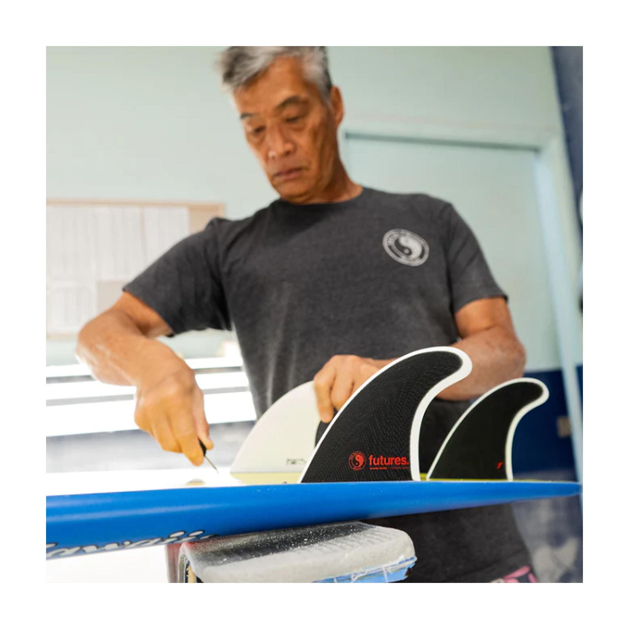 FUTURES Thruster Fin Set Glenn Pang Fiberglass L Black 3.7