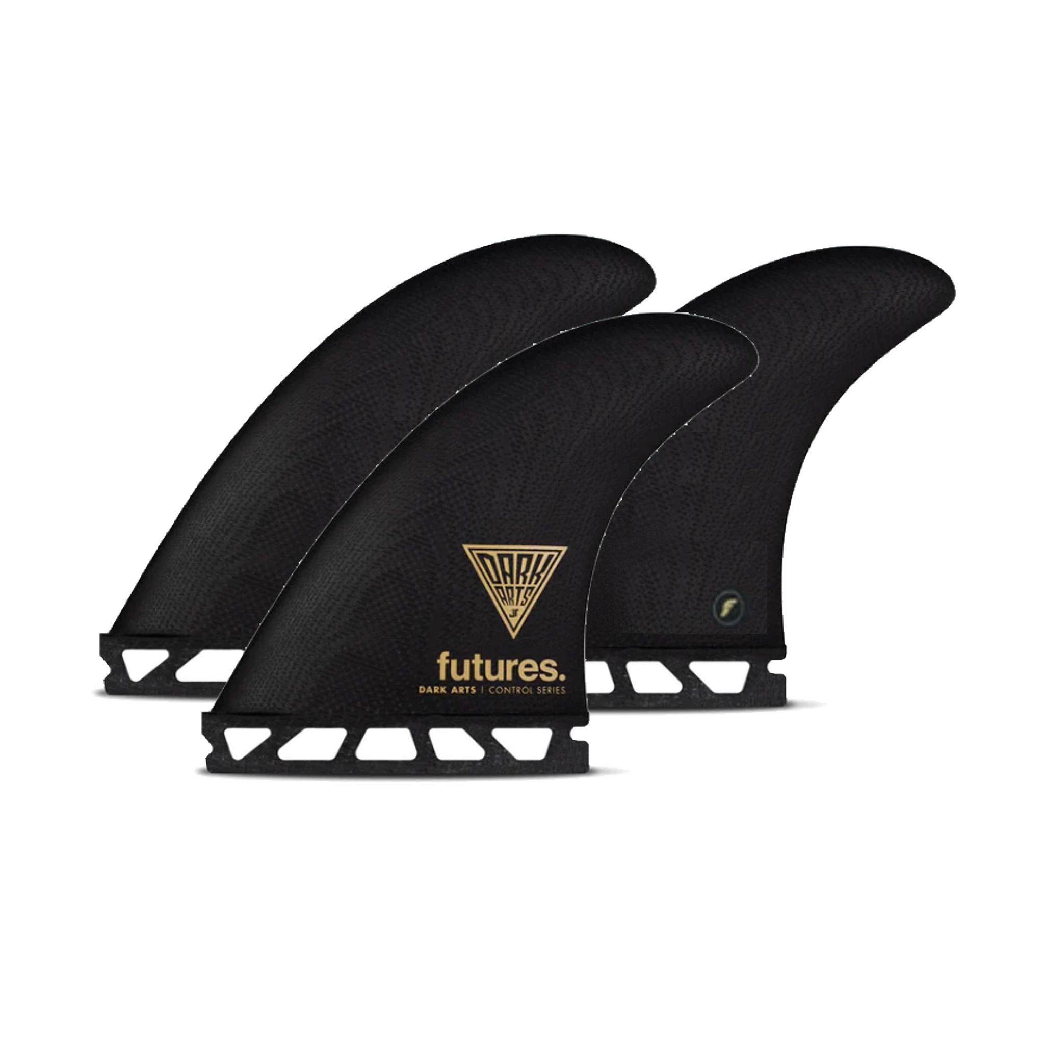 FUTURES Thruster Fin Set Dark Arts Fiberglass L Black 3.8