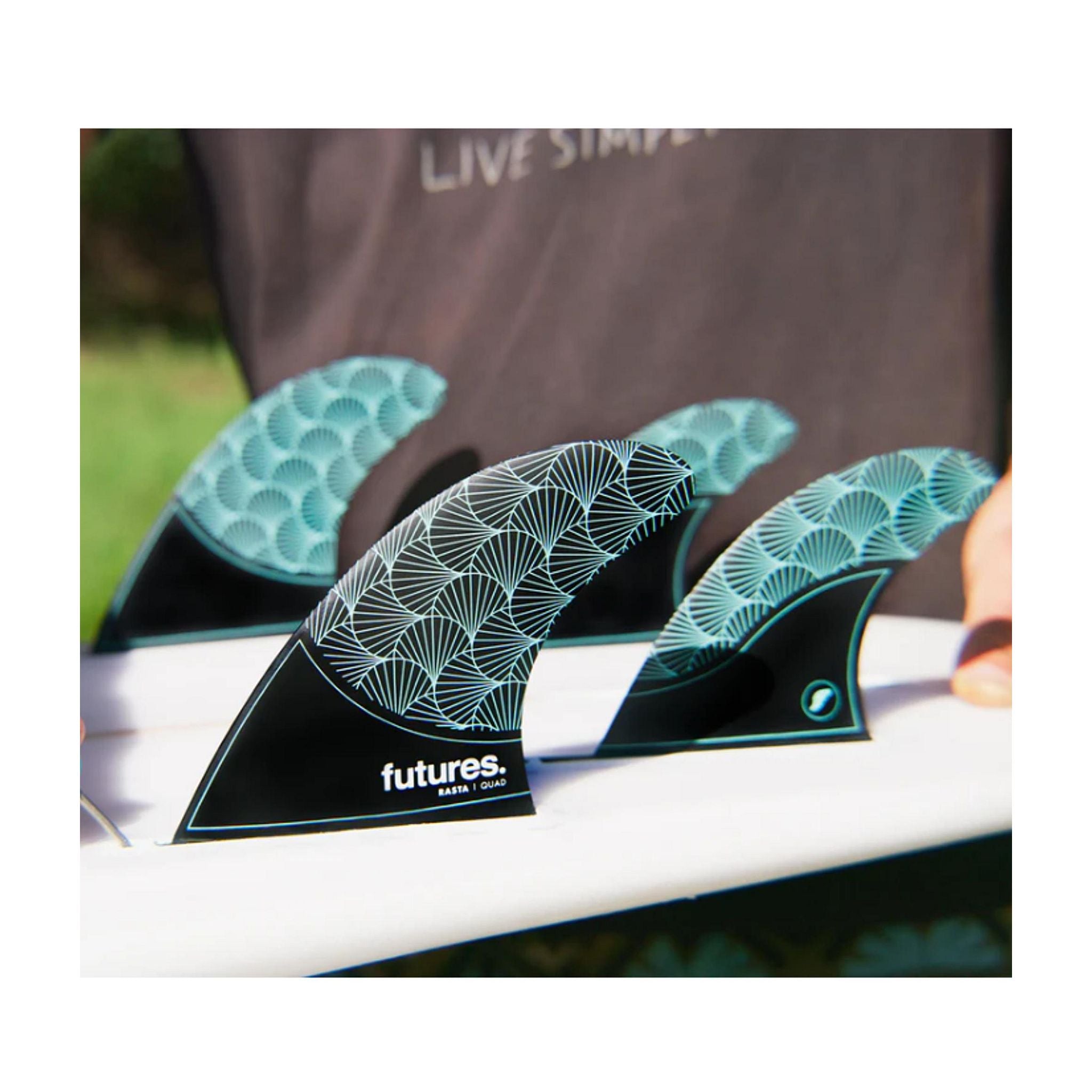 FUTURES Quad 4 Fin Set Rasta Honeycomb M Turquoise 7.7