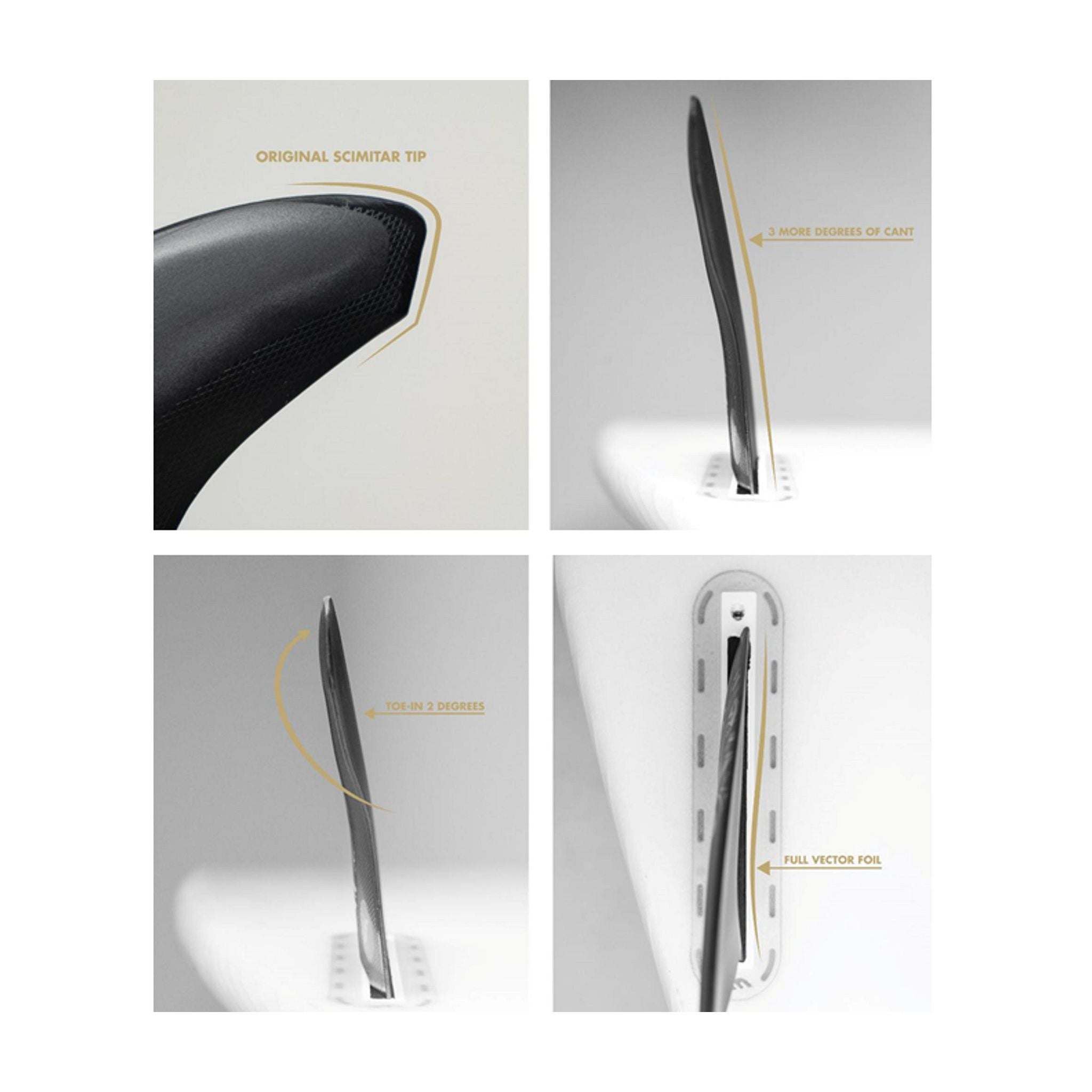 FUTURES Thruster Fin Set VECTOR 3/2 Alpha M Gold