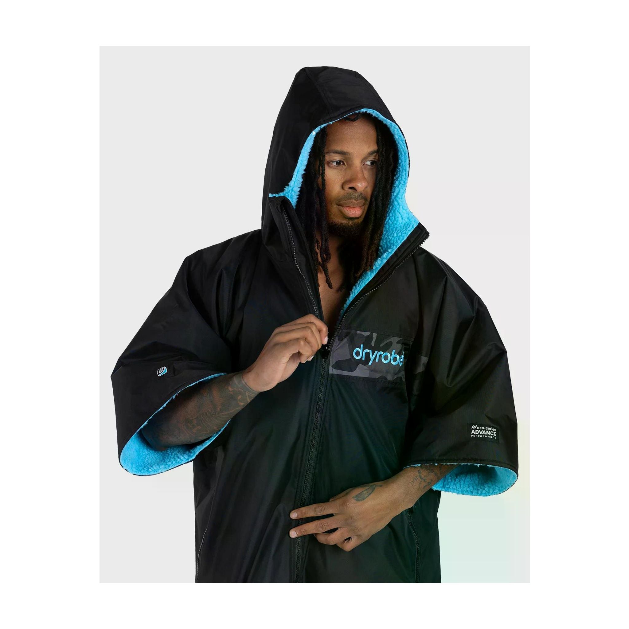 DRYROBE Advance Short Sleeve Black Camo Blue M Adult