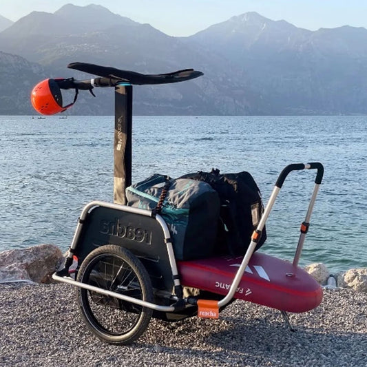 Reacha Fahrradanhänger wingfoil wingfoiling bike transportation beach anhänger bicycle trailer