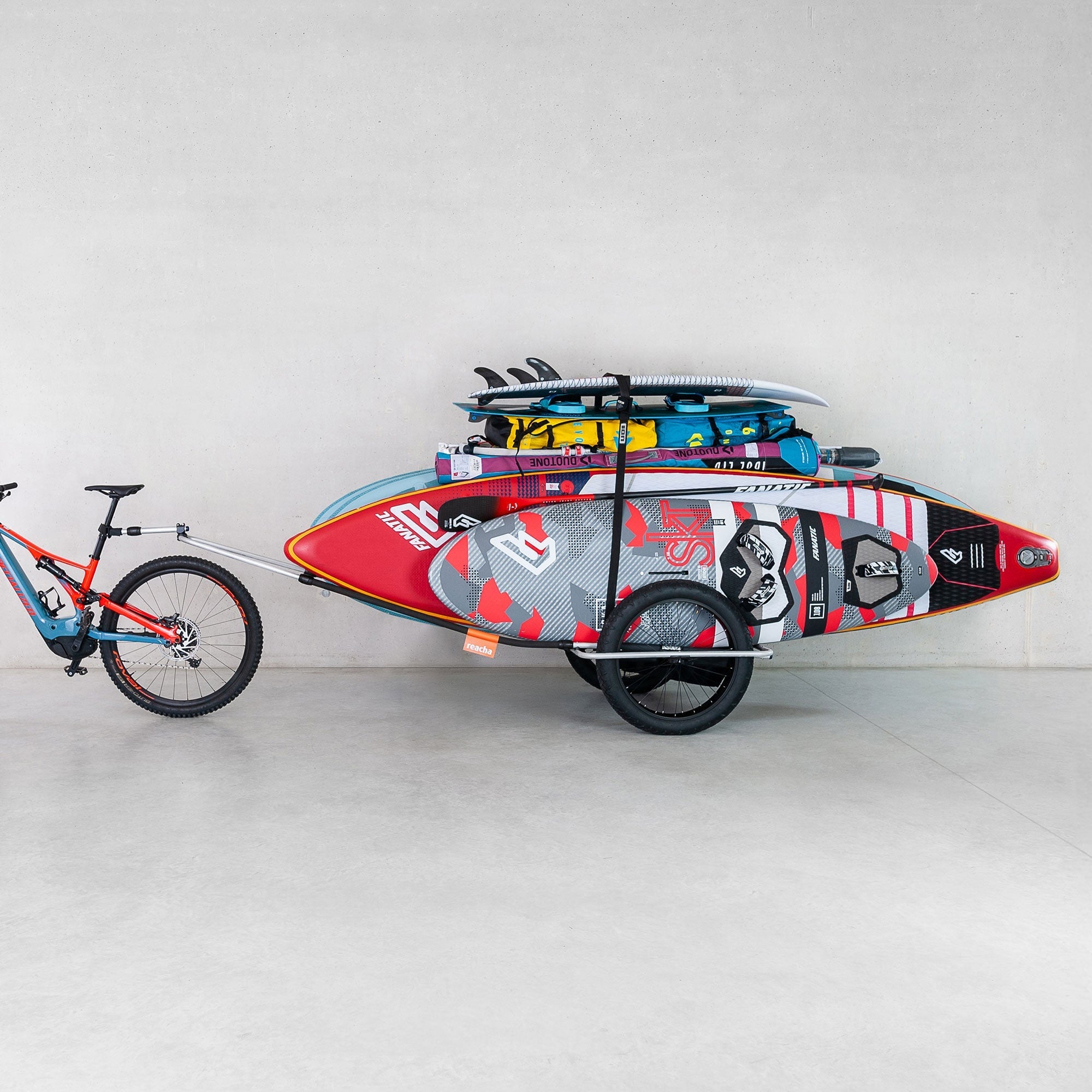 Reacha windsurfing wingfoil fahrradanhänger anhänger bike gear transportation bicycle trailer