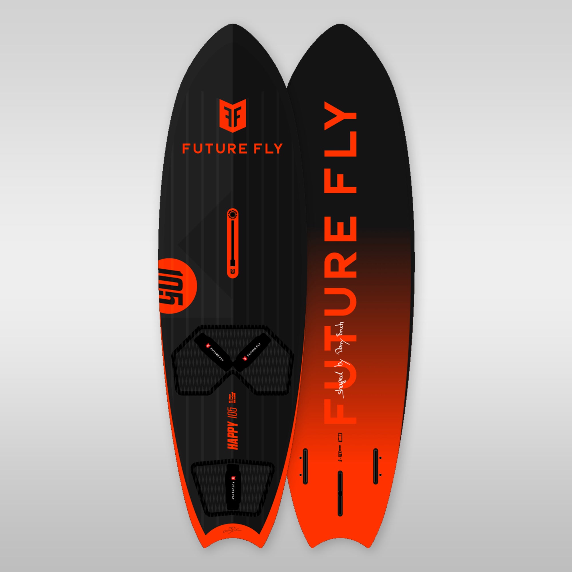 schwarz rotes Future Fly Wave windsurf board Happy shaped by Dany Bruch