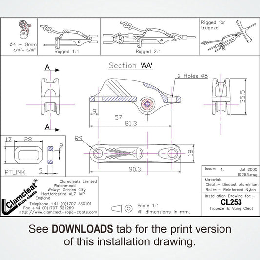 windsurfing windsurf sailing boating cleamcleat clamp CL253