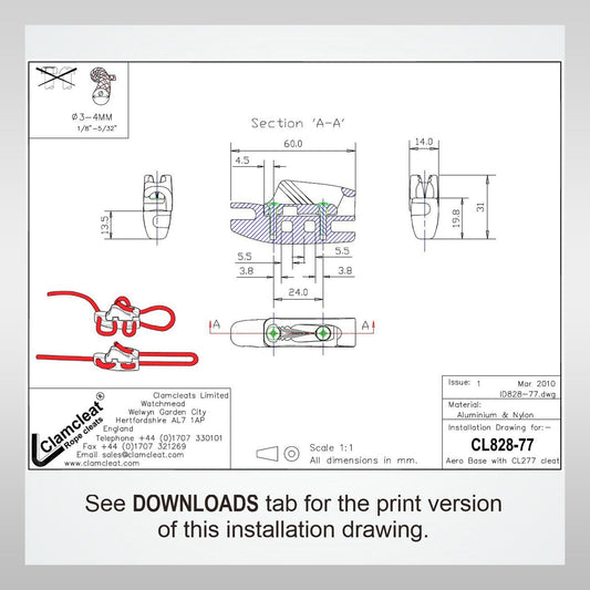 CLAMCLEAT® Side Entry Racing Micros Klemme CL828-77 mit CL277AN